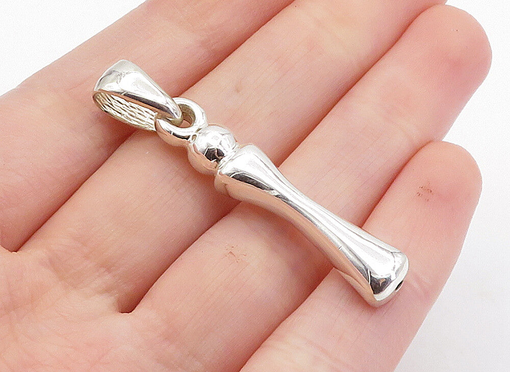 925 Sterling Silver  Shiny Polished Hollow Modernist Design Pendant  PT5225