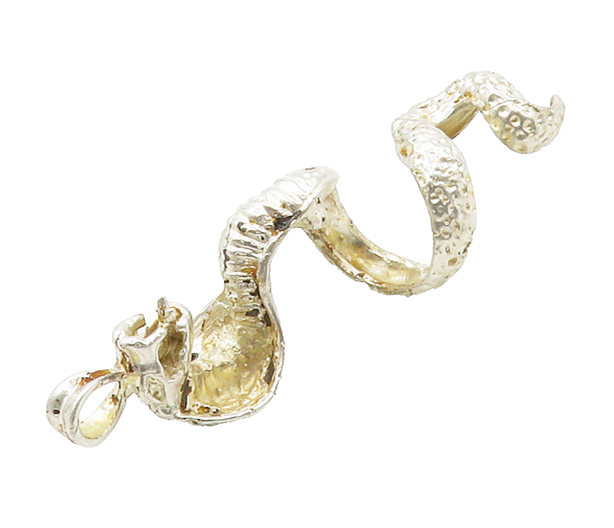 925 Sterling Silver  Vintage Shiny Slithering Cobra Snake Pendant  PT11689