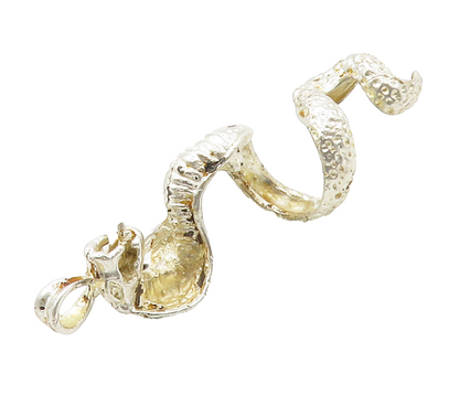 925 Sterling Silver  Vintage Shiny Slithering Cobra Snake Pendant  PT11689