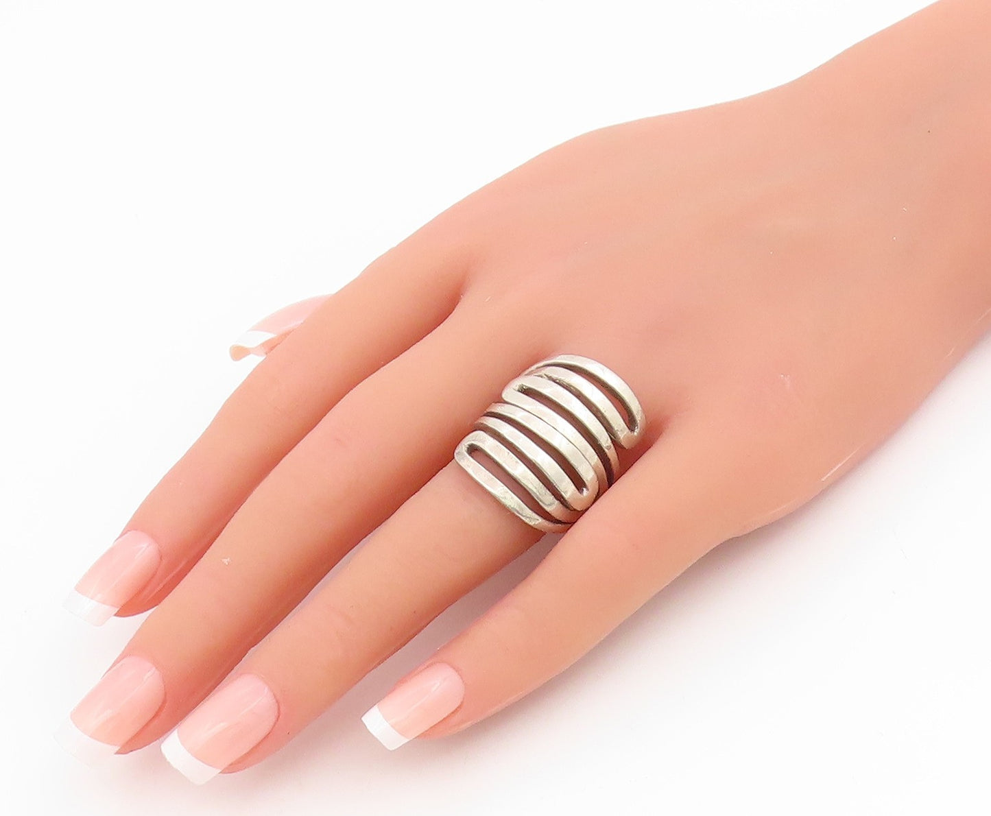 925 Sterling Silver Vintage Ring SILPADA Modernist Coil Maze  Sz 7.5  RG34388