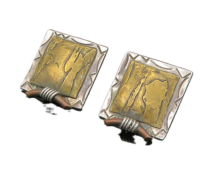 GARDELLA 925 Sterling Silver  Vintage 2 Tone Modernist Drop Earrings  EG11238