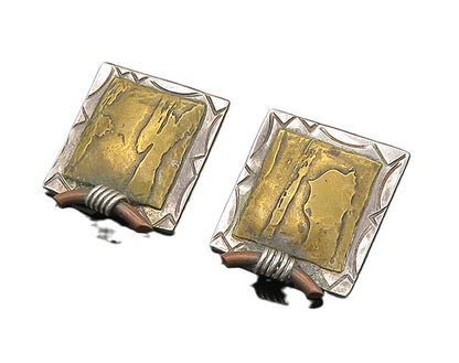 GARDELLA 925 Sterling Silver  Vintage 2 Tone Modernist Drop Earrings  EG11238