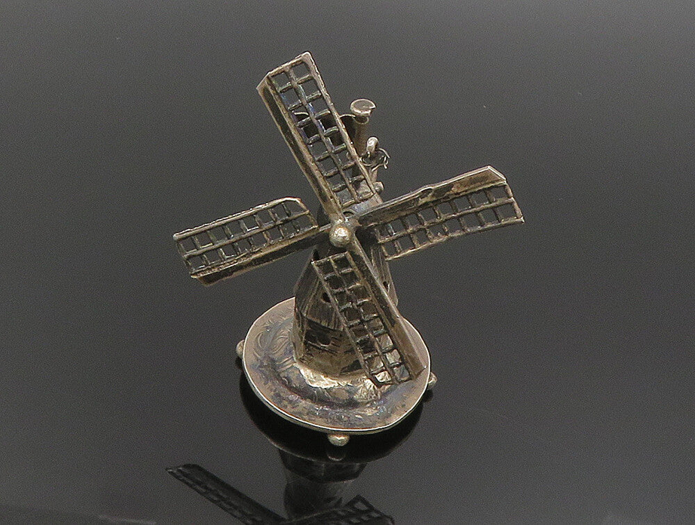 925 Sterling Silver  Vintage Hollow Windmill Trinket (SPINS)  TR3277