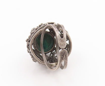 925 Sterling Silver Vintage Ring ISRAEL Turquoise Openwork Dome  Sz 8  RG34749