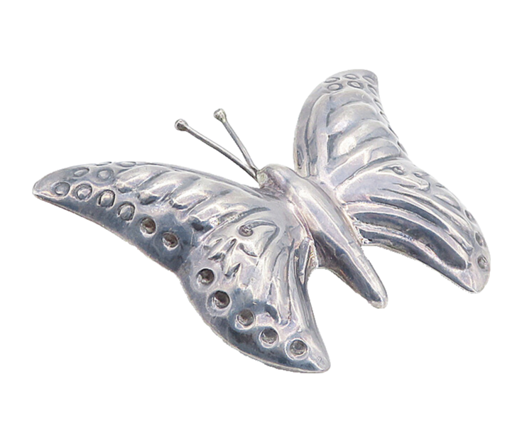 925 Sterling Silver  Vintage Dark Tone Hollow Butterfly Brooch Pin  BP2952