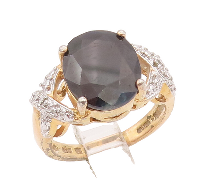 925 Sterling Silver Vintage Ring Gold Plated Oval Sapphire Topaz Sz 7  RG27980