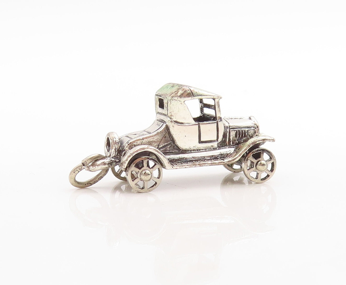 925 Sterling Silver Vintage Pendant Dark Tone Cutout Old Car Charm  PT23720