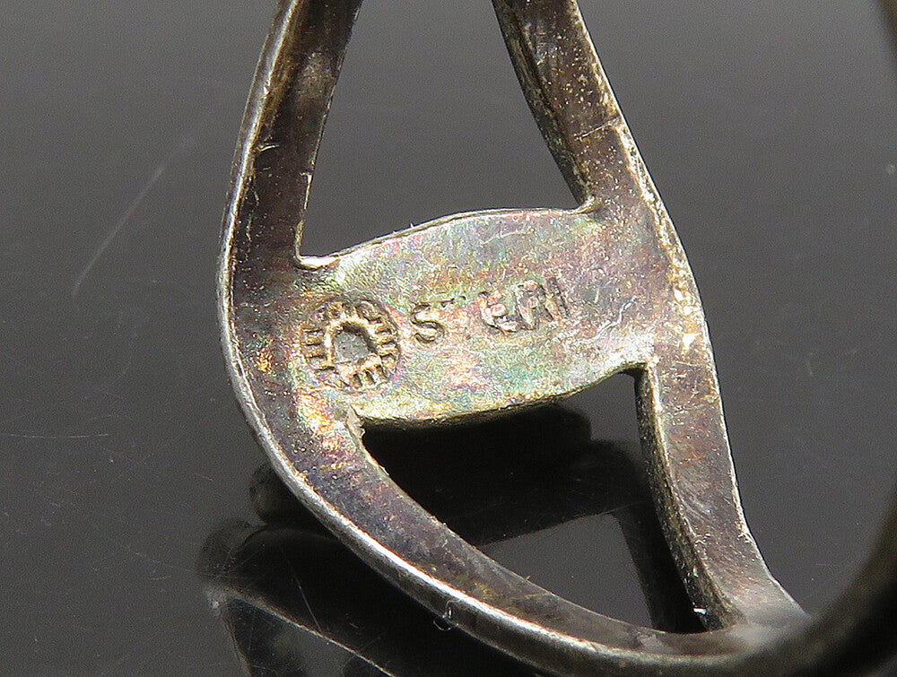 NAVAJO 925 Sterling Silver  Vintage Turquoise Split Band Ring Sz 6  RG23800