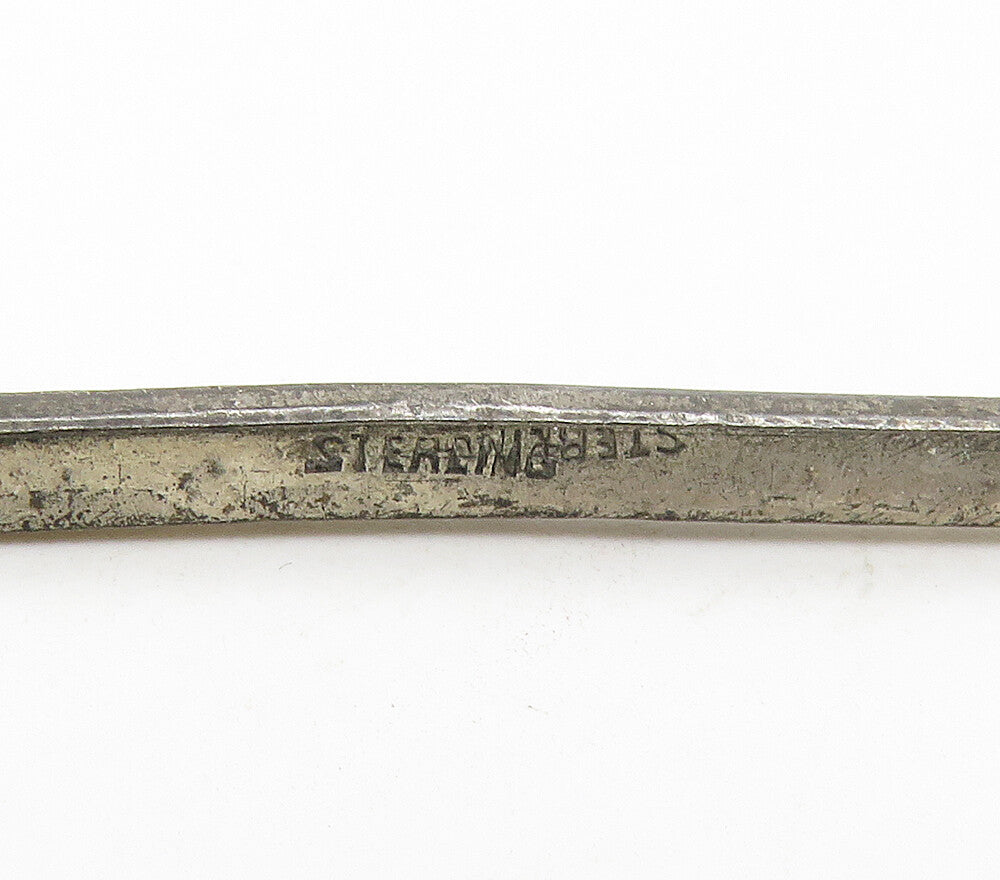 925 Sterling Silver  Vintage White Topaz Dark Tone Bar Brooch Pin  BP6220