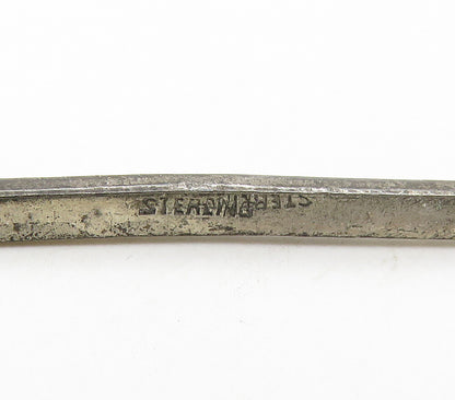 925 Sterling Silver  Vintage White Topaz Dark Tone Bar Brooch Pin  BP6220