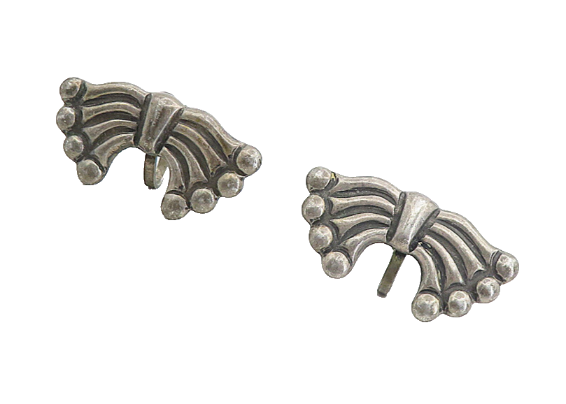 MEXICO 925 Sterling Silver  Vintage Antique Bow Non Pierce Earrings  EG4473