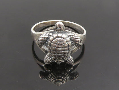 925 Sterling Silver  Vintage Baby Sea Turtle Split Frame Ring Sz 6  RG25125