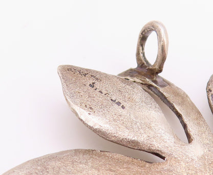 925 Sterling Silver Vintage Pendant Designer Large Bitten Apple  PT24736