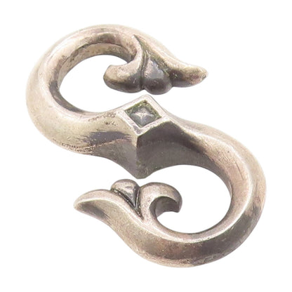925 Sterling Silver Vintage Necklace Clasp Gothic Scrollwork S Shape Hook TR4176