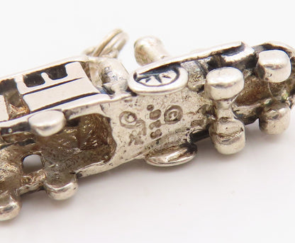 925 Sterling Silver  Vintage Sculpted Old Fashion Steam Train Pendant  PT20821