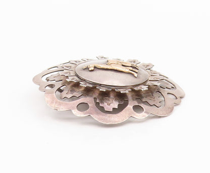 18k Gold 925 Sterling Silver Vintage Brooch Antique Design Camel Cutout  BP11669