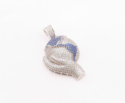 925 Silver  Vintage Cubic Zirconia & Topaz World In Hand Pendant  PT18980