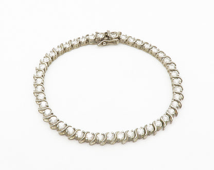 ROSS SIMON 925 Sterling Silver  Vintage Topaz Swirl Tennis Bracelet  BT5703