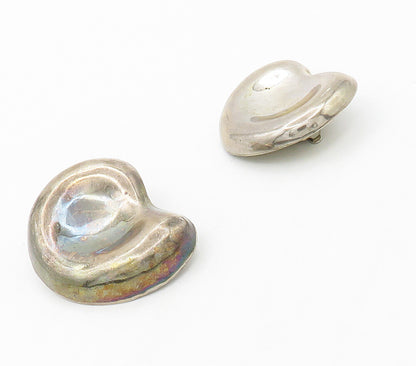 MEXICO 925 Silver  Vintage Shiny Smooth Hollow Non Pierce Earrings  EG8055
