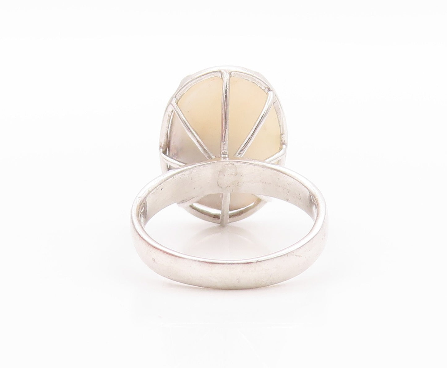 925 Sterling Silver Vintage Ring Modernist Oval Moonstone  Sz 8  RG32484