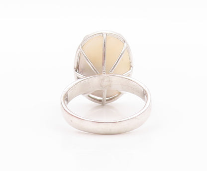 925 Sterling Silver Vintage Ring Modernist Oval Moonstone  Sz 8  RG32484