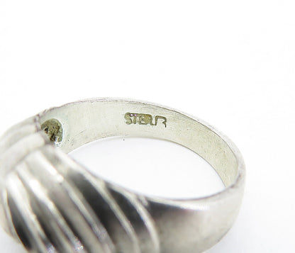 925 Sterling Silver  Vintage Fluted Dome Design Round Band Ring Sz 6  RG4757