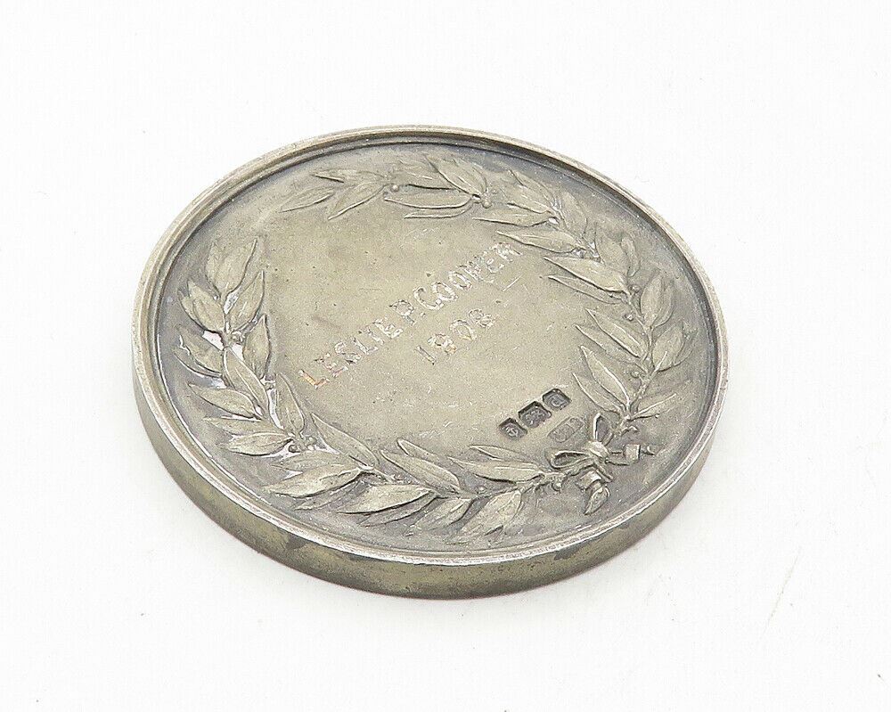 JAMES FENTON ENGLAND 925 Silver  Vintage Antique Athletic Medallion  TR1756