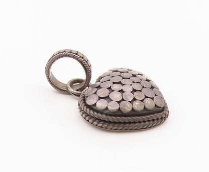 925 Sterling Silver  Vintage Dark Tone Love Heart Dome Twist Pendant  PT16305