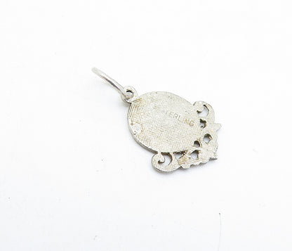 925 Sterling Silver  Vintage Petite Etched Detail Swirl Vine Pendant  PT4371