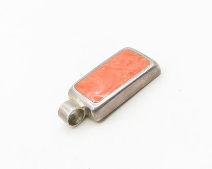 MEXICO 925 Sterling Silver Vintage Inlaid Rhodochrosite Pendant PT14775
