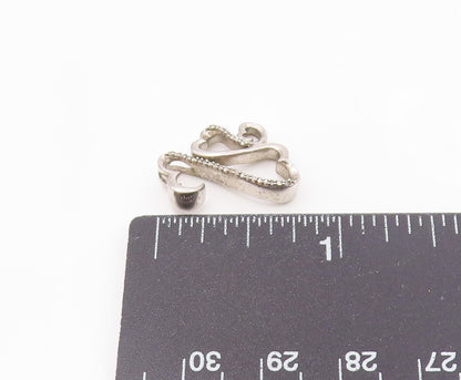 925 Silver   Vintage Genuine Diamonds Open Ends Love Heart Pendant  PT20620