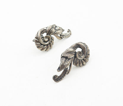 925 Sterling Silver  Vintage Dark Tone Floral Swirl Non Pierce Earrings EG3933