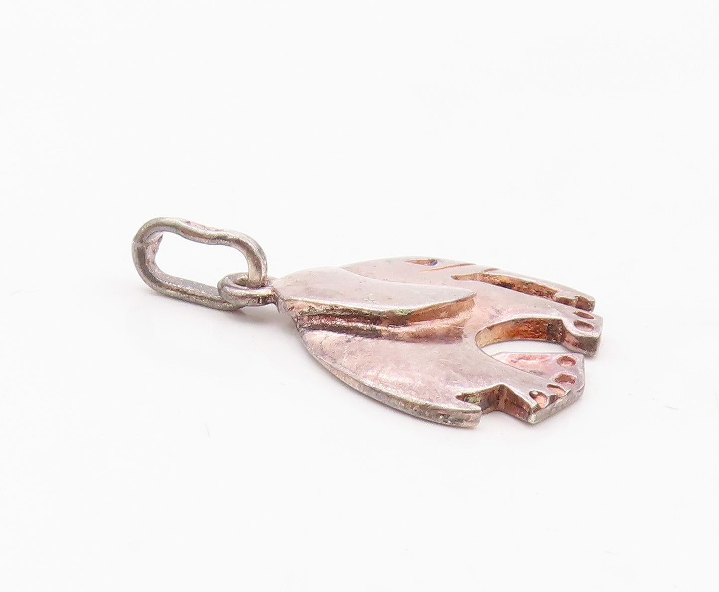 925 Sterling Silver  Vintage Shiny Dark Tone Elephant Motif Pendant  PT7198