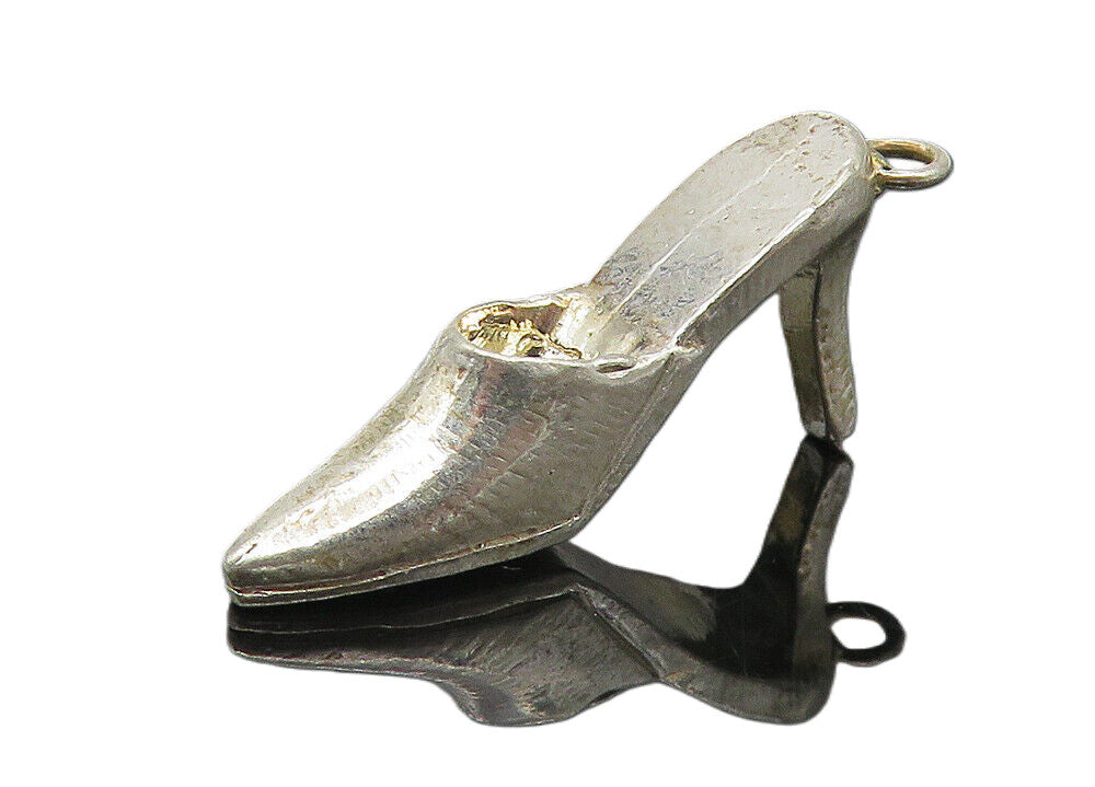 925 Sterling Silver  Vintage Petite High Heel Pointy Shoe Pendant  PT8749