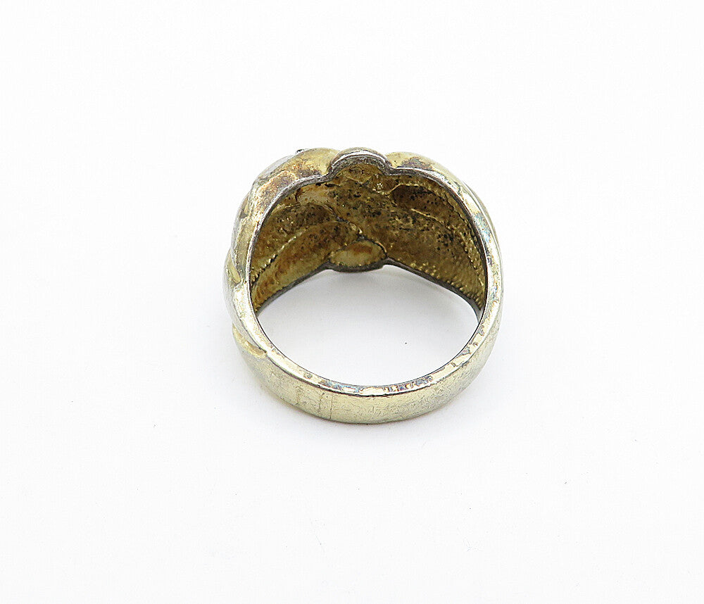 925 Sterling Silver  Vintage Genuine Diamonds Fluted Band Ring Sz 7  RG4390