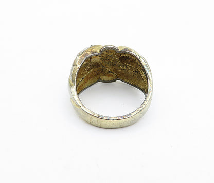 925 Sterling Silver  Vintage Genuine Diamonds Fluted Band Ring Sz 7  RG4390