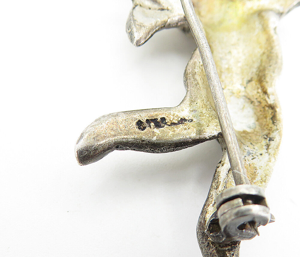 925 Sterling Silver  Vintage Antique Oxidized Baby Angel Brooch Pin  BP2261