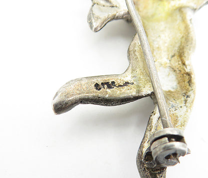 925 Sterling Silver  Vintage Antique Oxidized Baby Angel Brooch Pin  BP2261