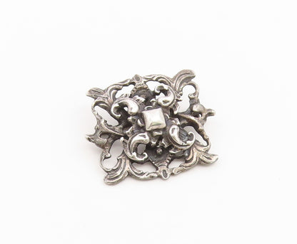 925 Sterling Silver Vintage Brooch Pin Classic Scrollwork Foliage Motif  BP12656