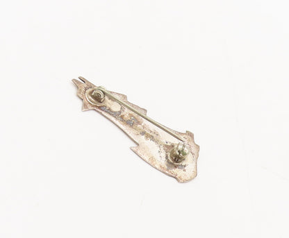 925 Sterling Silver Vintage Brooch Pin Southwestern Howling Etched Wolf BP10549