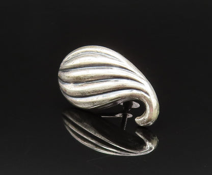 JEWELART 925 Silver  Vintage Unique Ribbed Swirl Screw Back Earrings  EG11934
