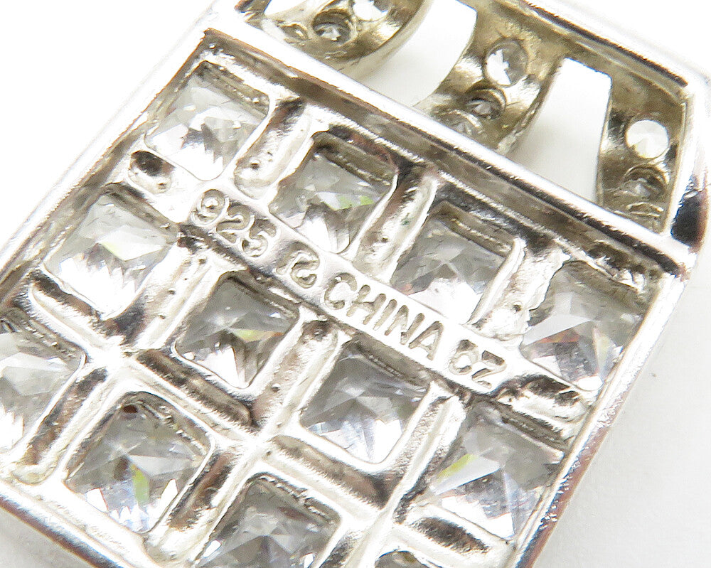 ROSS SIMON 925 Silver  Sparkling Cubic Zirconia Grid Slide Pendant  PT10995