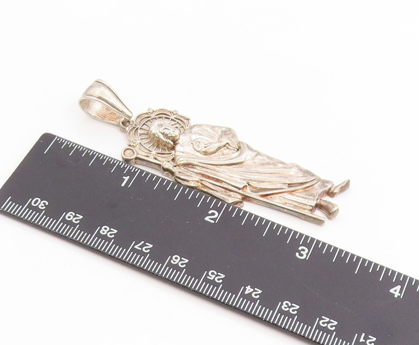 925 Sterling Silver Vintage Pendant Catholic Saint Jude Religious Locket PT25431