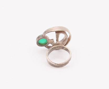 925 Sterling Silver Vintage Ring Cabochon Jade European Design  Sz 7  RG28016