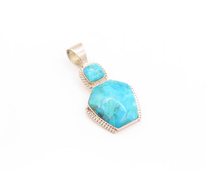 925 Sterling Silver Vintage Pendant DTR JAY KING Turquoise Geometric Cut PT24195