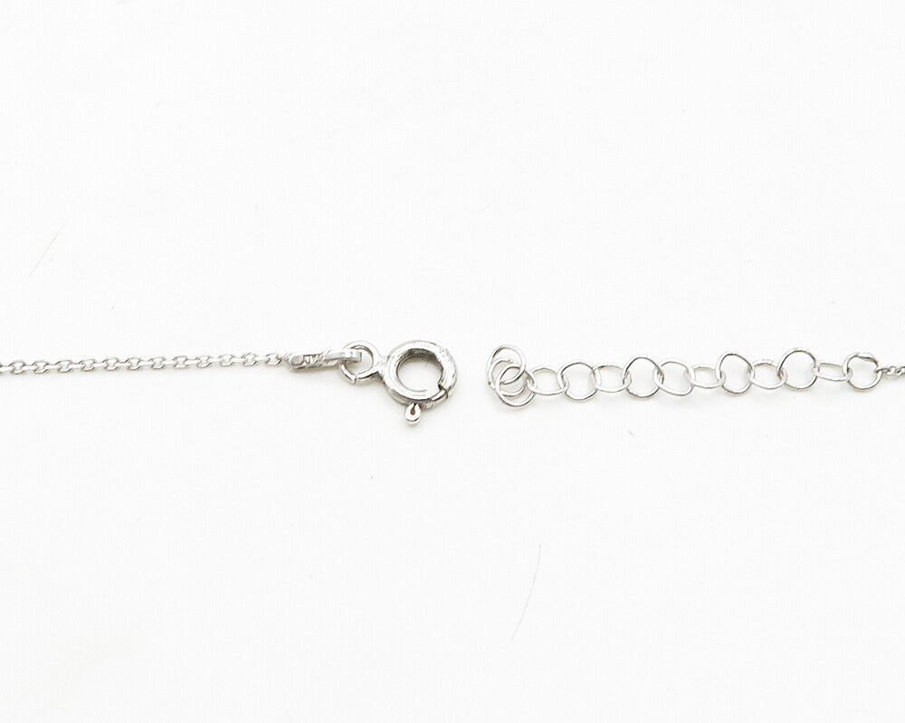 925 Sterling Silver  Abalone & Cubic Zirconia Tear Drop Chain Necklace  NE3144