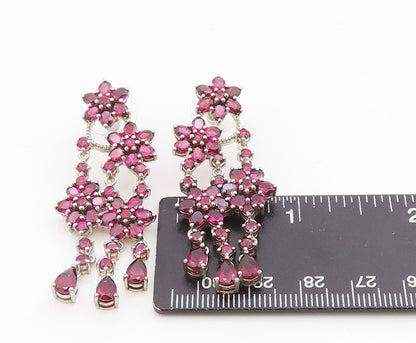 925 Sterling Silver Vintage Earrings Amethyst Dainty Flower Dangle  EG13858