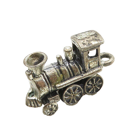 925 Sterling Silver  Vintage Petite Old Fashioned Steam Train Pendant  PT15477