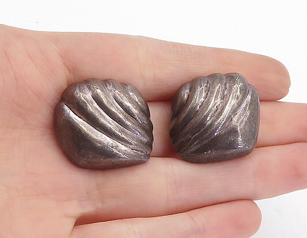 TIFFANY & CO. 925 Silver  Vintage Fluted Dome Non Pierce Earrings  EG2201