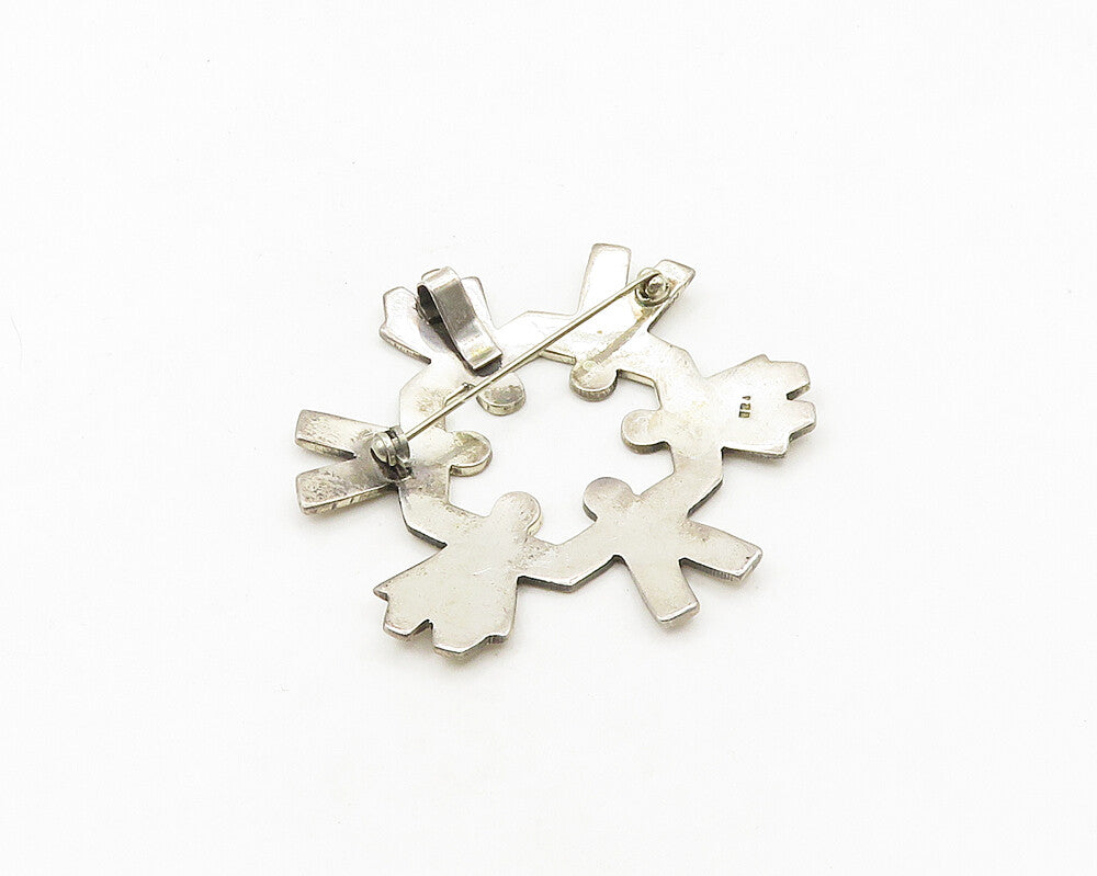 925 Sterling Silver  Vintage Shiny Holding Hands Unity Brooch Pin  BP7542